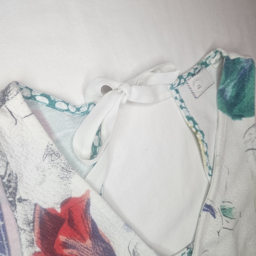 Anthropologie Flynn Peplum Tank White Floral Sz S EUC 16" PTP Retired - Picture 6 of 8
